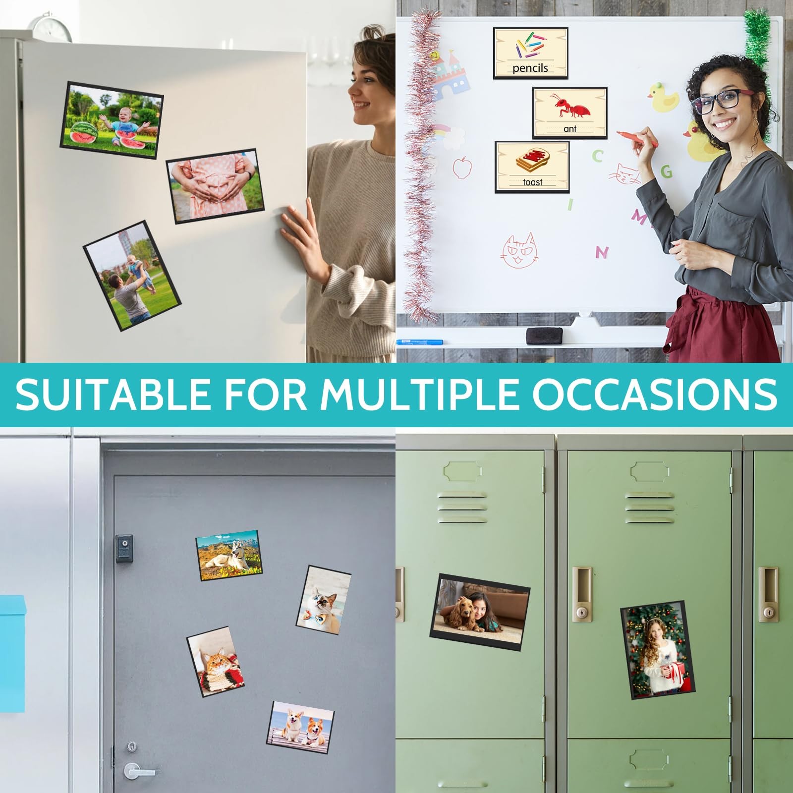 vivinin 12 Pack Magnetic Picture Frame, Frame with 4"x6", Black