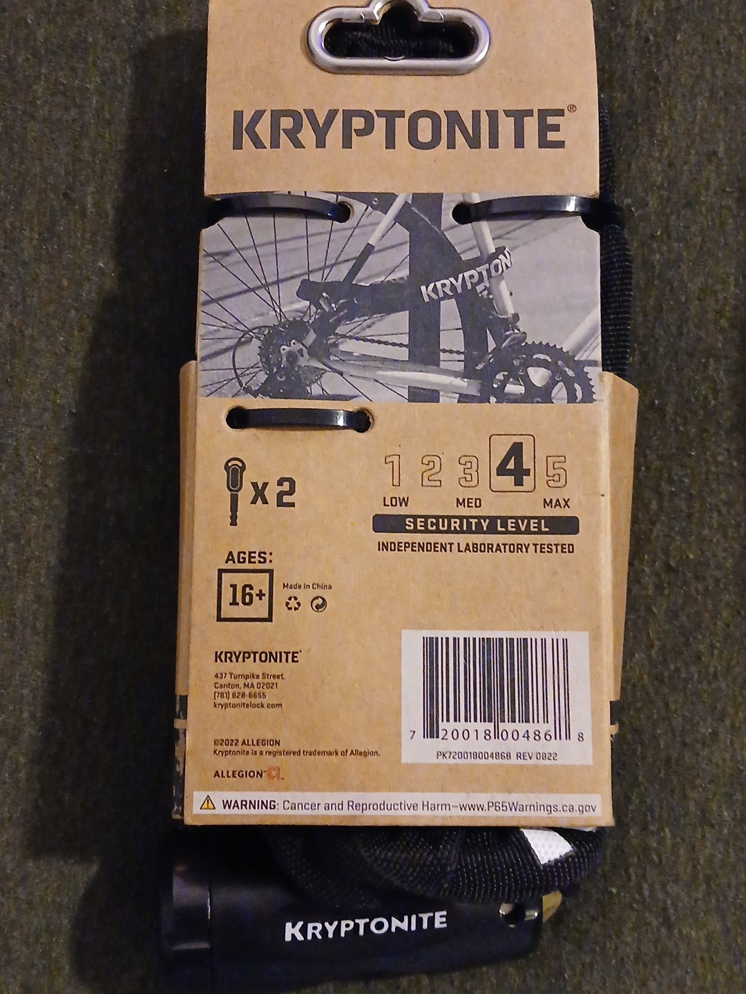 Kryptonite Chain Key Chain 3 ft x 8mm (5/16 in) 2 Keys NEW - Security Level 4 👀