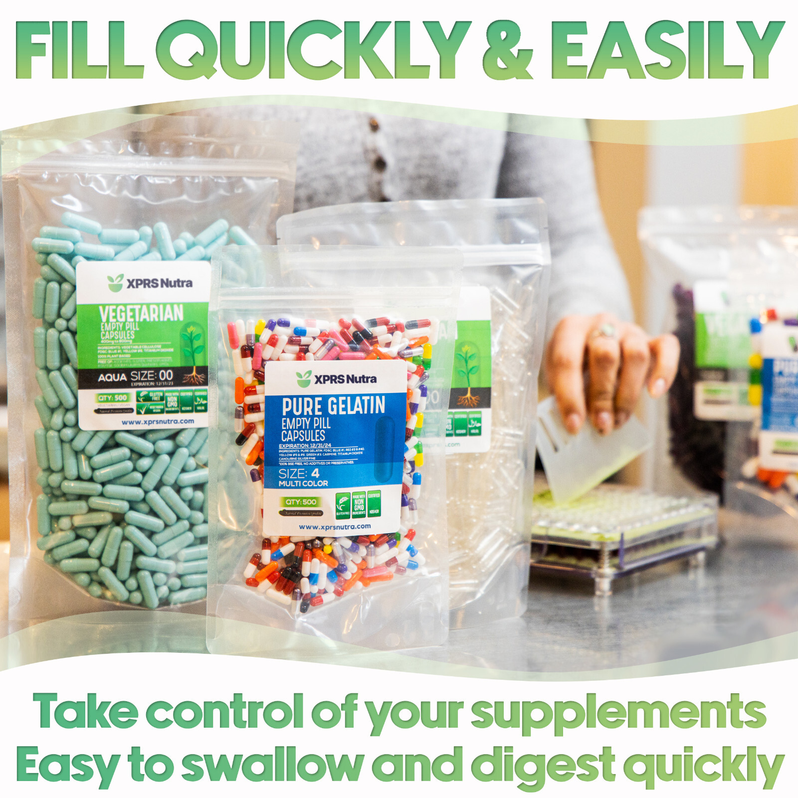 Capsules Express- Size 4 Clear Small Empty Gelatin Capsules Gelcaps Kosher Pill