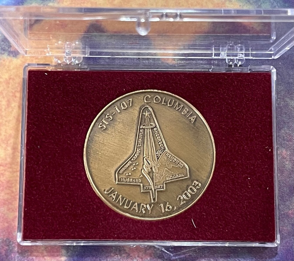 STS-107 SPACE SHUTTLE BRONZE COIN NASA MFA ISSUE POST-ACCIDENT RELEASE SNAP CASE