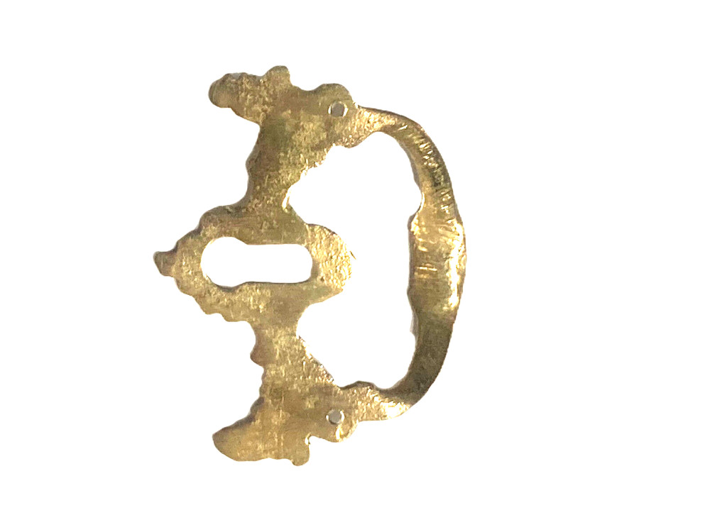 Horizontal Victorian Cast Brass Drawer Pull with Keyhole Cover Handle
