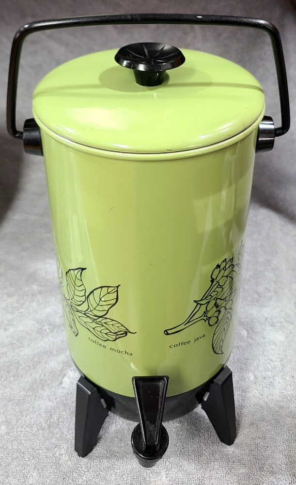 Mirro-Matic 22 Cup Coffee Mocha Java Green Electric Percolator Model M-9294-47