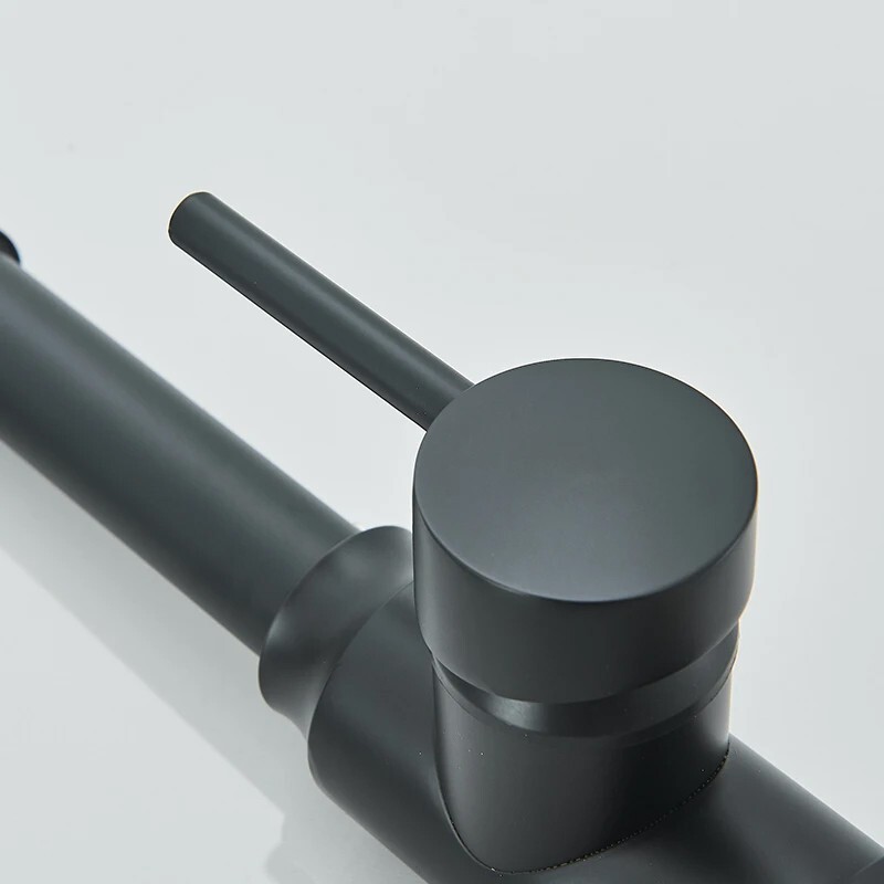 Matte Black Kitchen Sink Faucet Spring Pull Down Sprayer Single Handle Mixer Tap