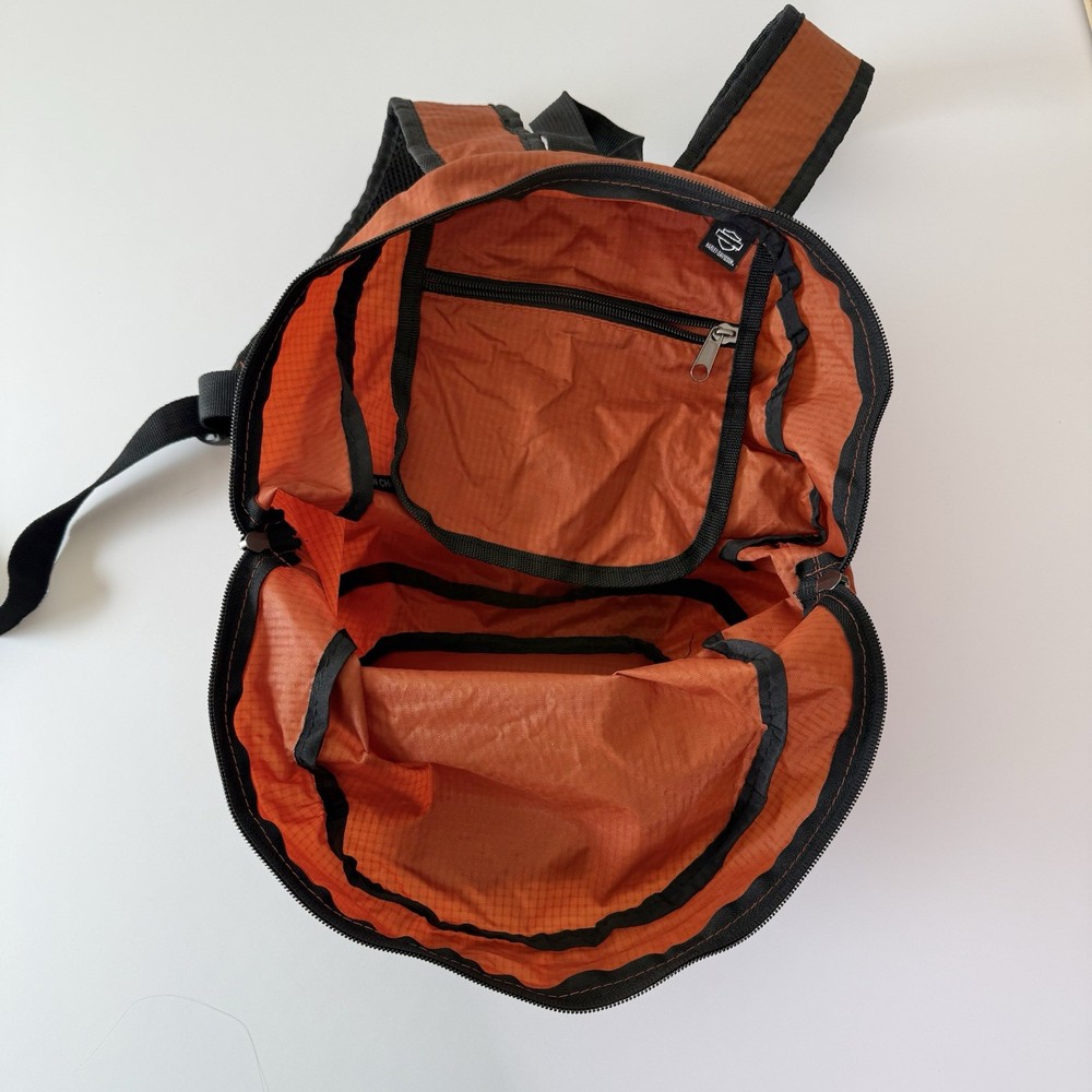Harley-Davidson w/Bar & Shield Logo Orange Nylon Adjustable Backpack Daypack NEW
