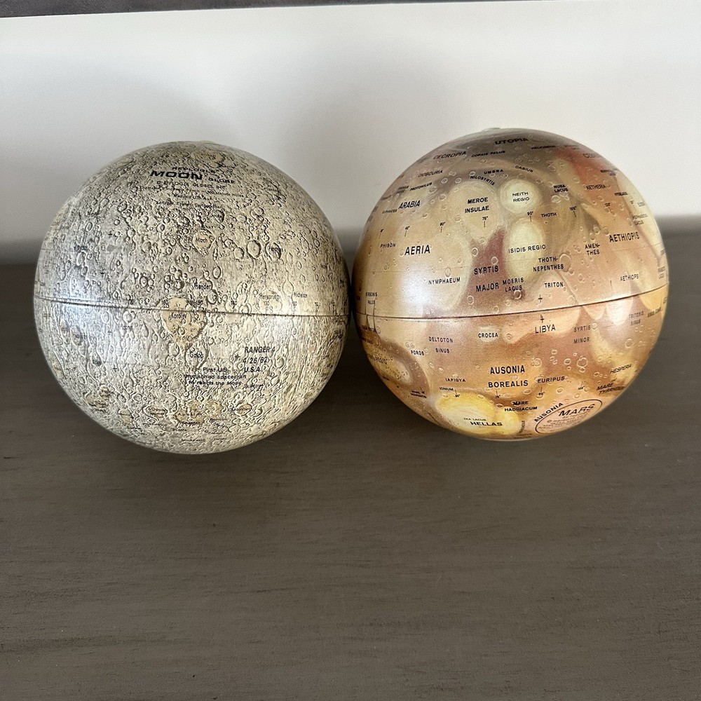 Vintage Replogle Celestial Globes Mars & Moon 6” Celestial