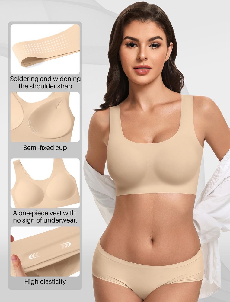 Avidlove Women's Comfy Pullover Wireless Bra Seamless XX-Large, Nude