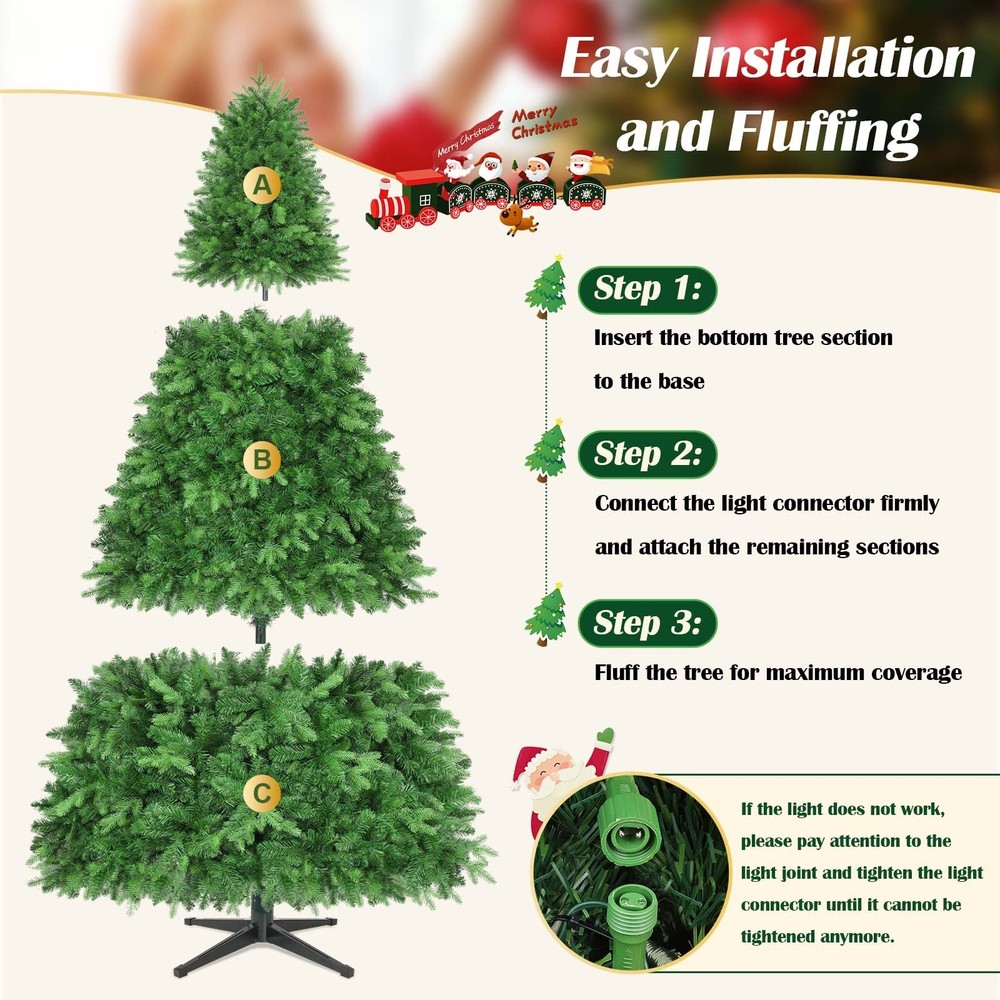 Pre-Lit Artificial Christmas Tree with Rotating Base, Musical Xmas Tree