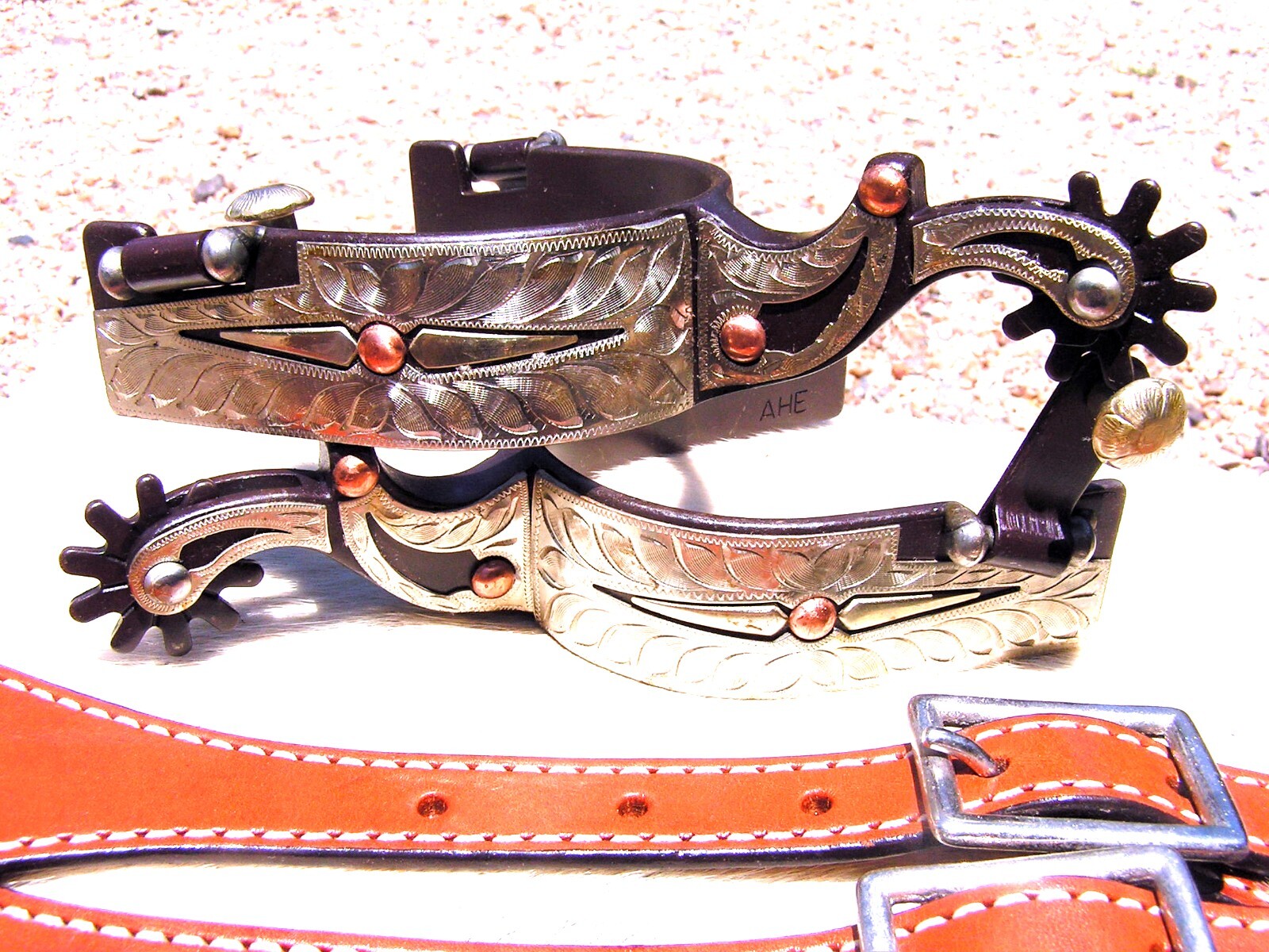 Men's show spurs WITH leather straps