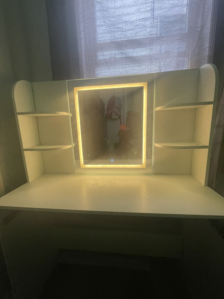 vanity mirror with lights desk white