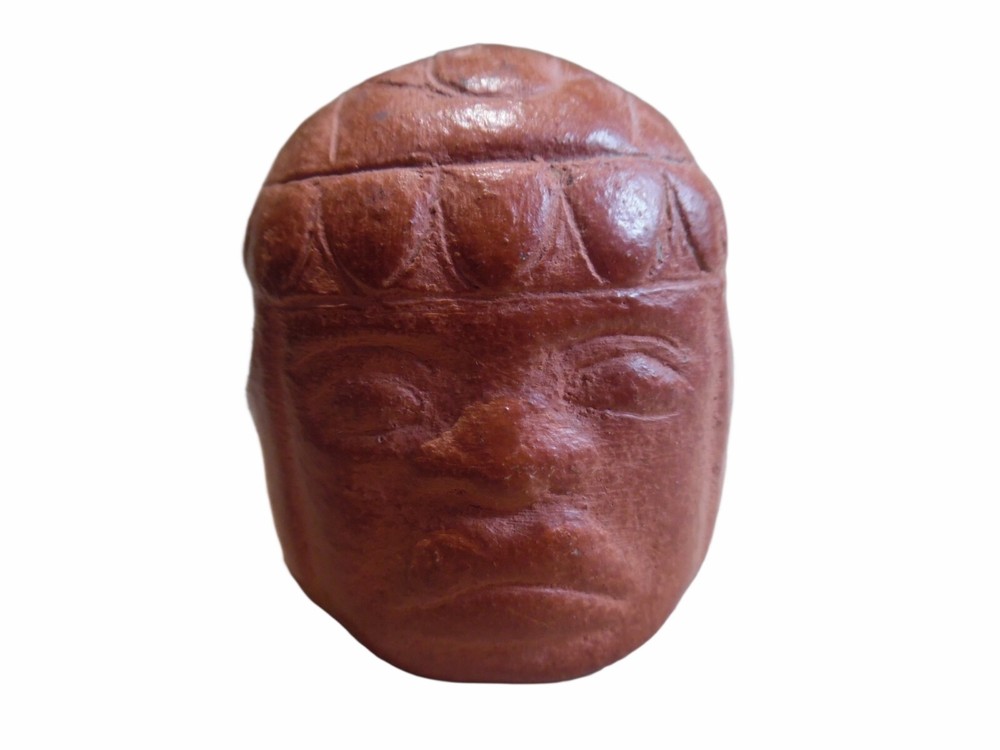 Olmec Head Stick Incense Burner Red Clay Mexico