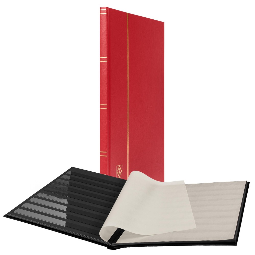 LIGHTHOUSE – “BASIC” Hard Cover Stockbook for Stamps – 16 Black Cardstock 9”x...