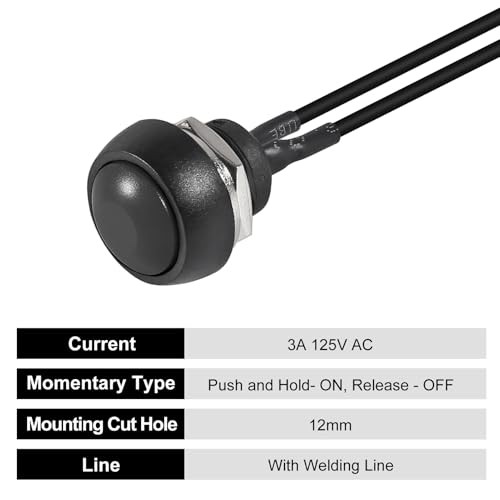 10PCS 12mm Momentary Push Button Switch Mini Round Switch Waterproof 1A Black