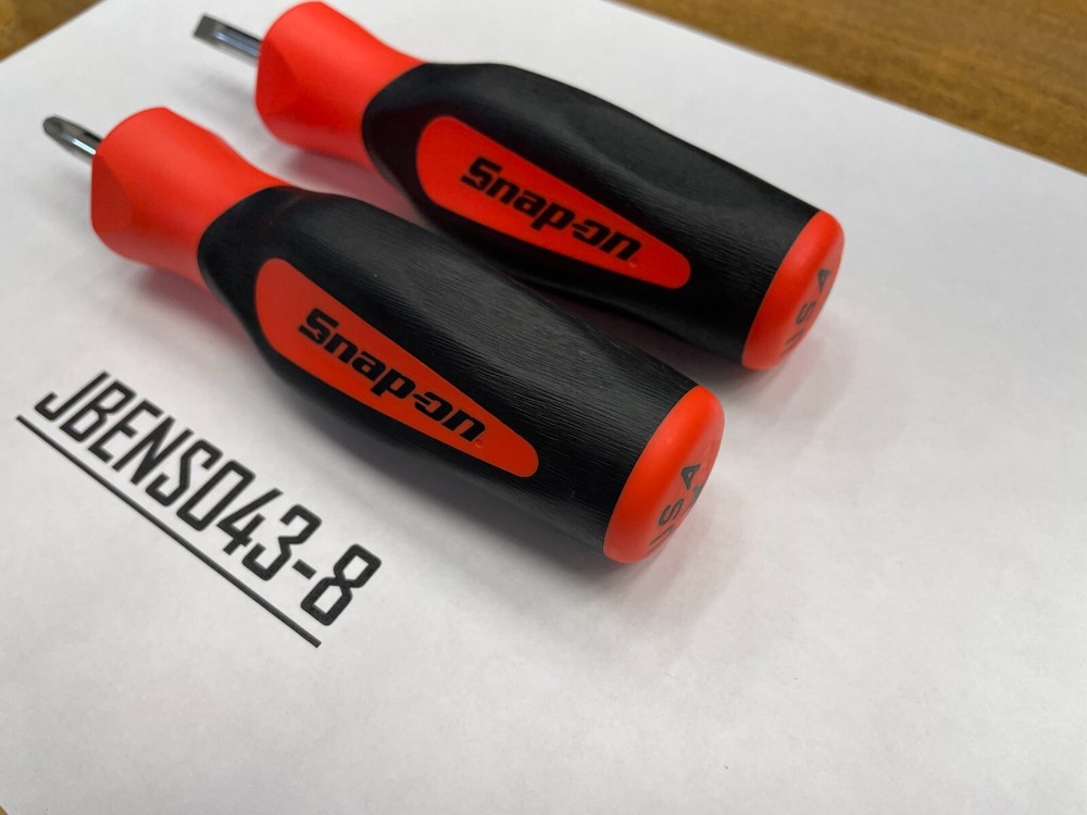 Snap-on Tools NEW ORANGE 2pc Soft Grip Instinct Handle Stubby Screwdriver Set