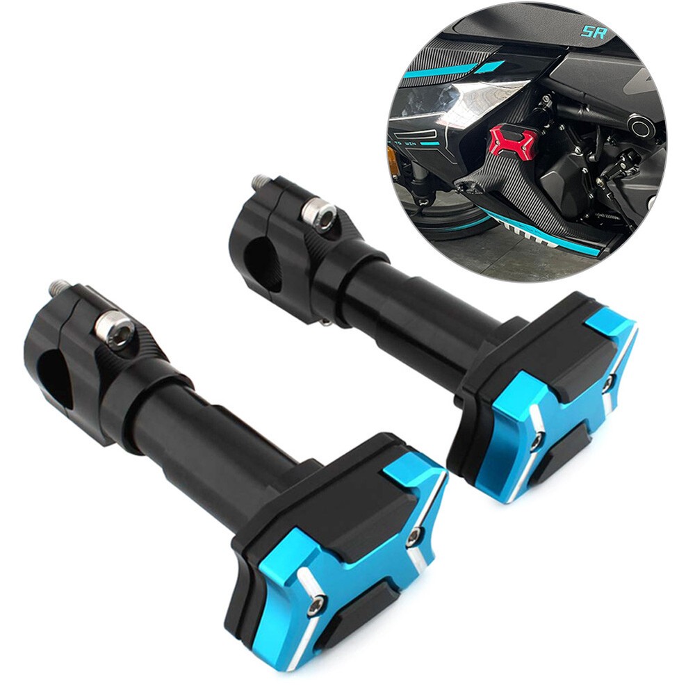 Blue Light Motorcycle Modified Engine Guard Crash Bar Frame Protector 22-30mm