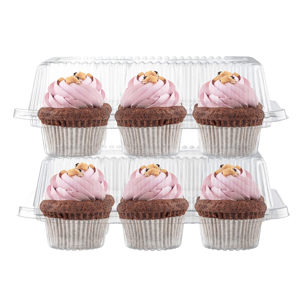 Plastic Cupcake Containers Boxes | 6 Compartment – 42 Pack | Disposable High ...