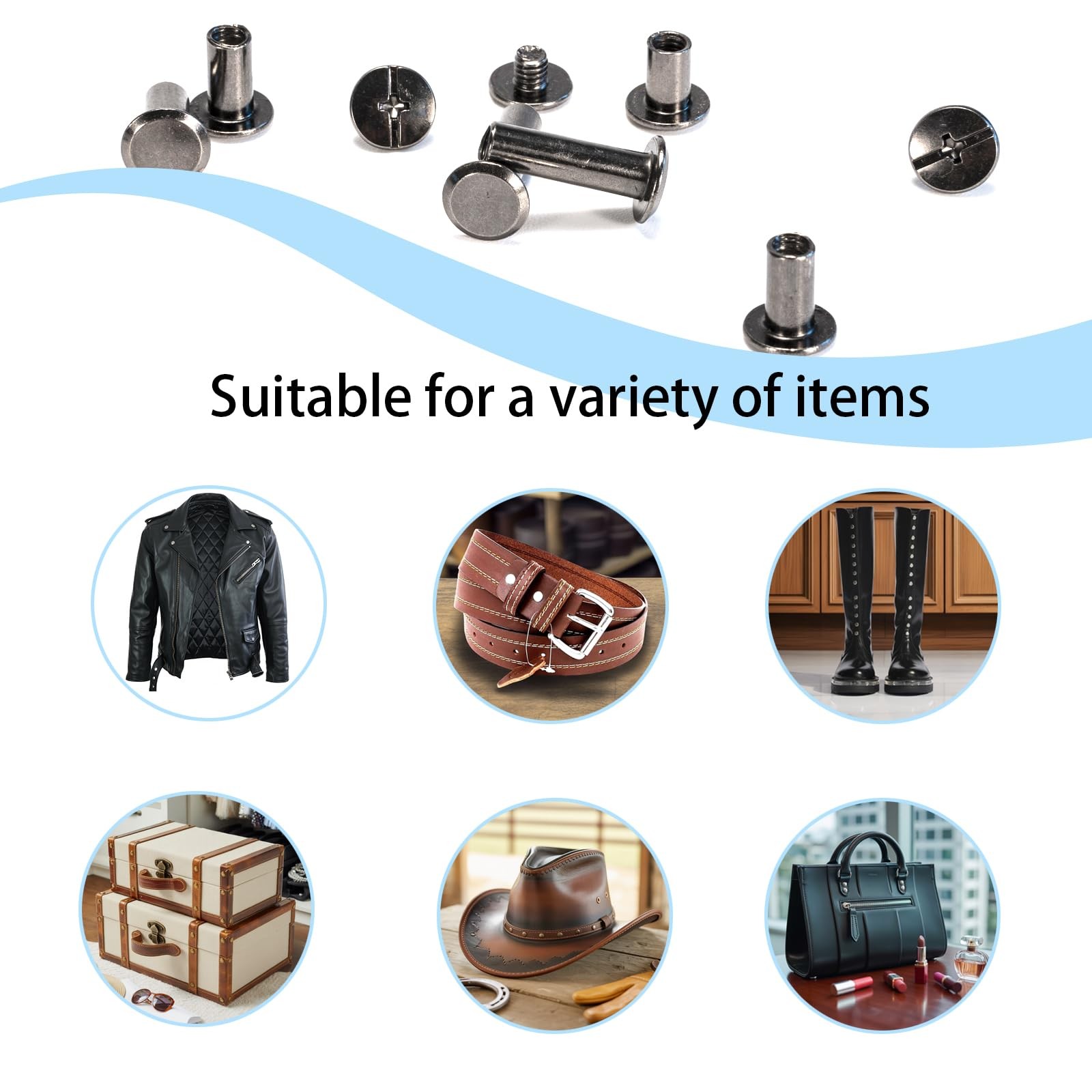 140 Sets Chicago Screws Kit M4 M5 Binding Rivets for Leather Belt Book DIY