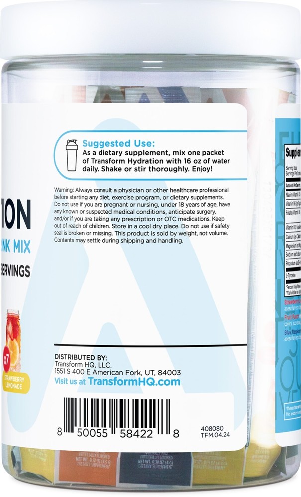 TransformHQ Hydration Electrolyte Drink Mix (21 Packets) Variety Pack
