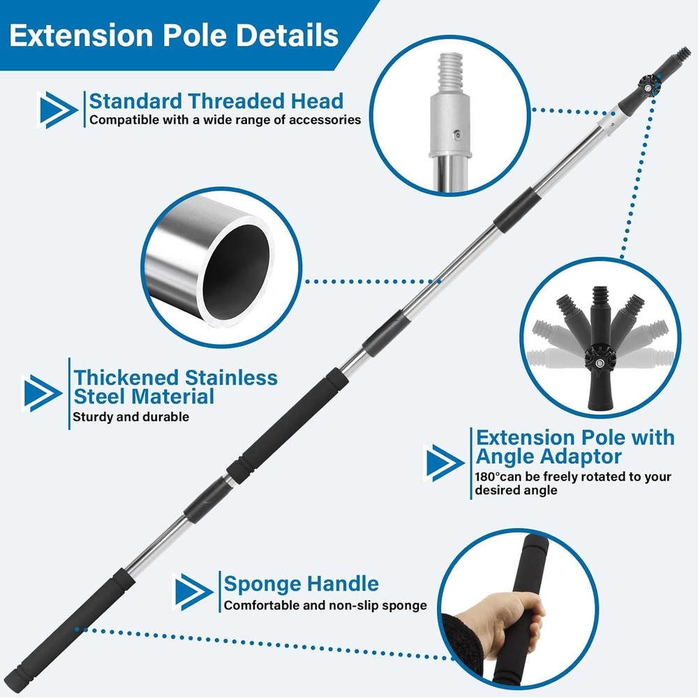 Paint Roller Extension Pole, 4ft to 12ft Pole Multi-Purpose...