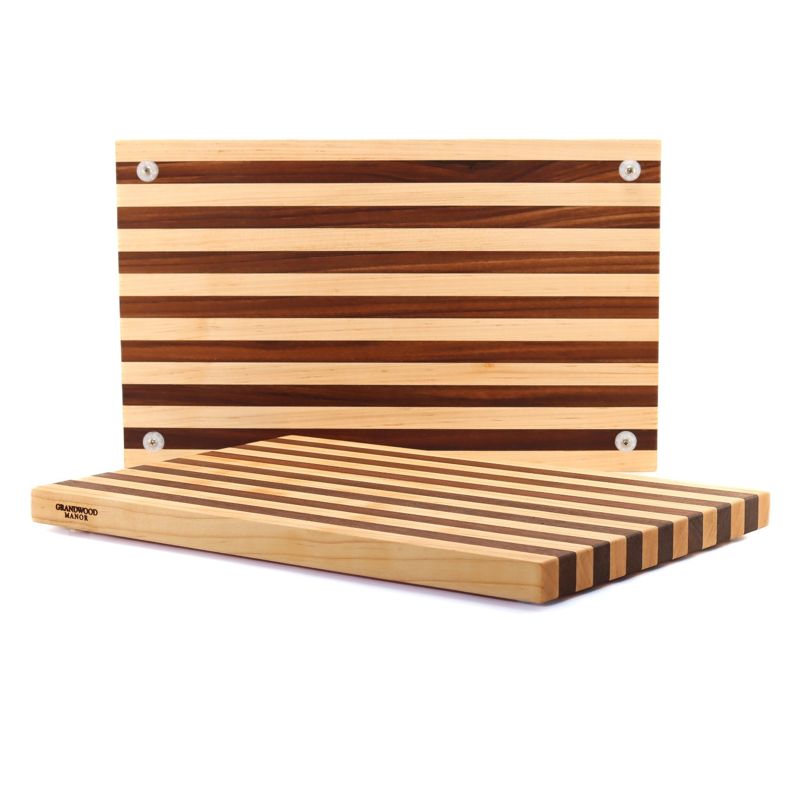 1" Thick Maple & Walnut Wood Cutting Board with Feet (17" x 11")