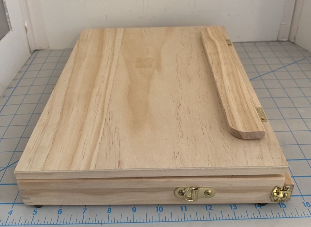 Solid Artist Wood Desk Table Easel Box, Storage Drawer, Art Paint Supplies
