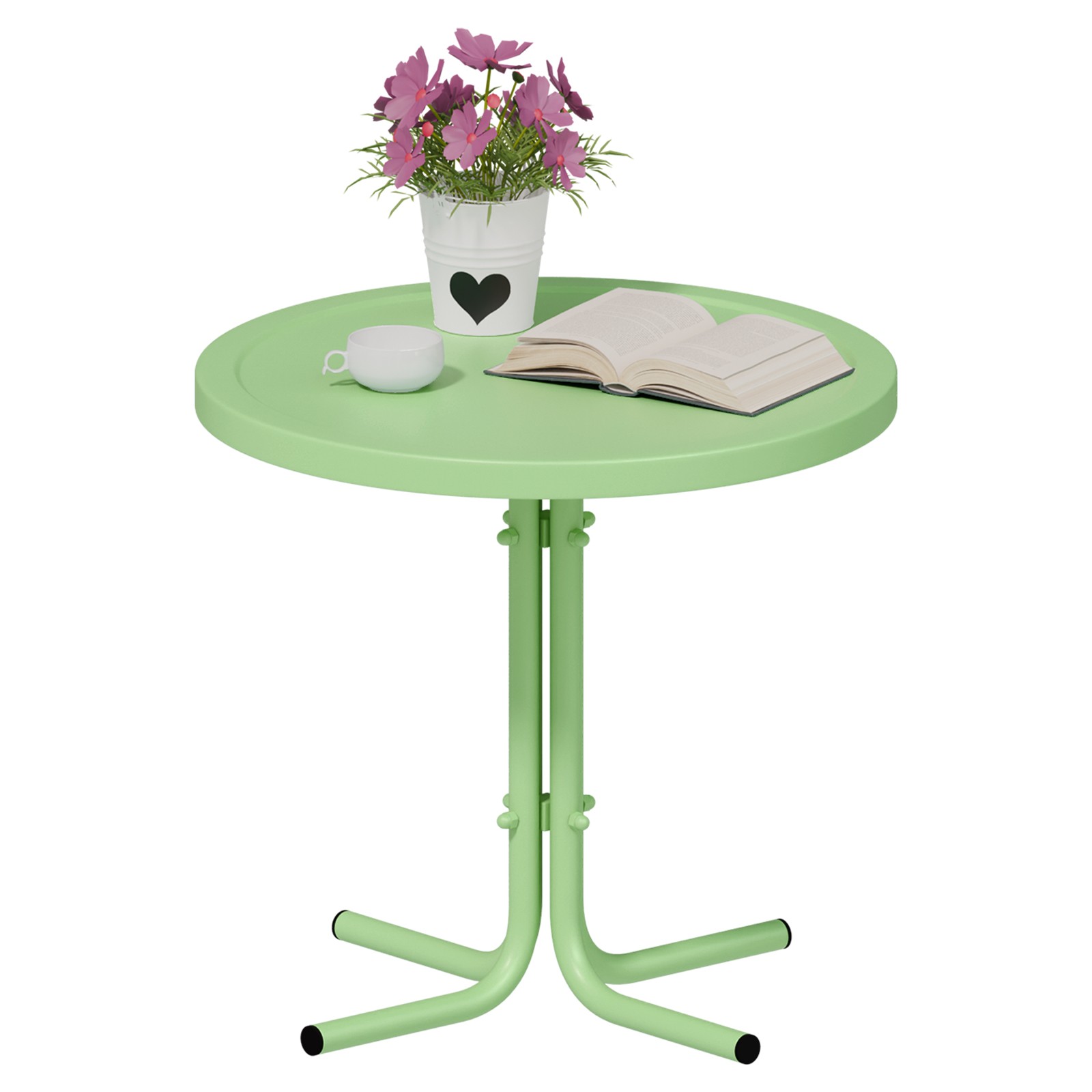 Portable 20in Green In/Outdoor Patio Coffee L-Shaped Legs Iron Side Table