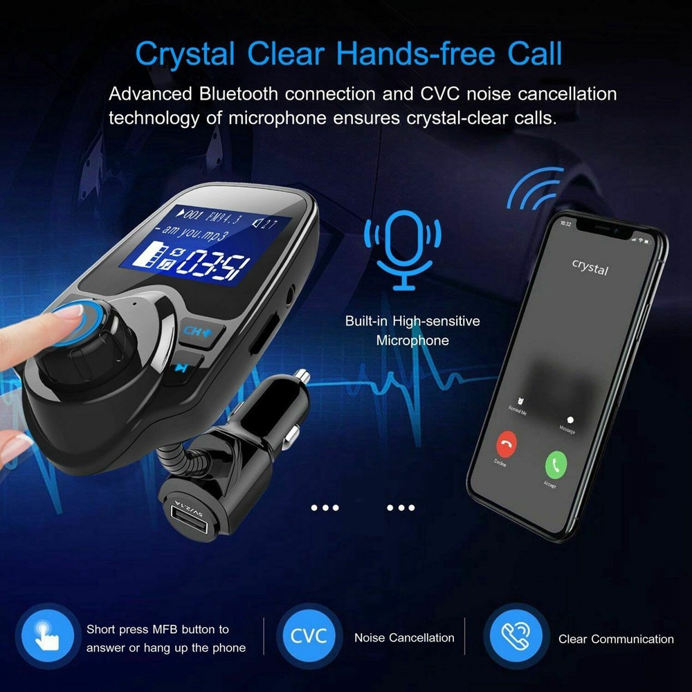 Bluetooth Car FM Transmitter MP3 Player Radio Adapter Kit USB Charger 2 Outlets