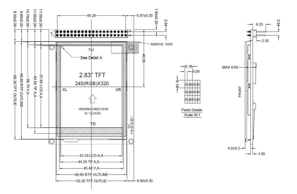 2.8"inch TFT LCD Display w/Capacitive Touch Panel Screen,Breakout Board,Tutorial
