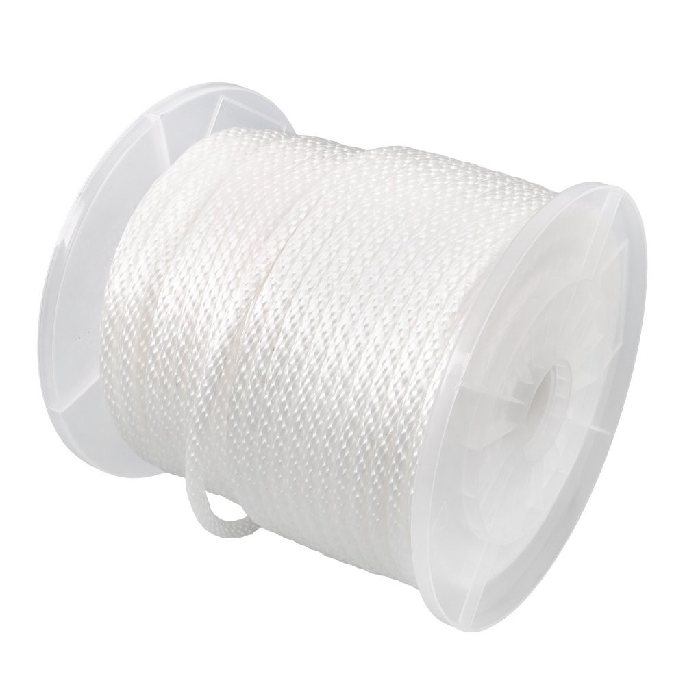 5/16 Inch 250ft White Nylon Solid Braid Rope Abrasion Resistance Multipurpose