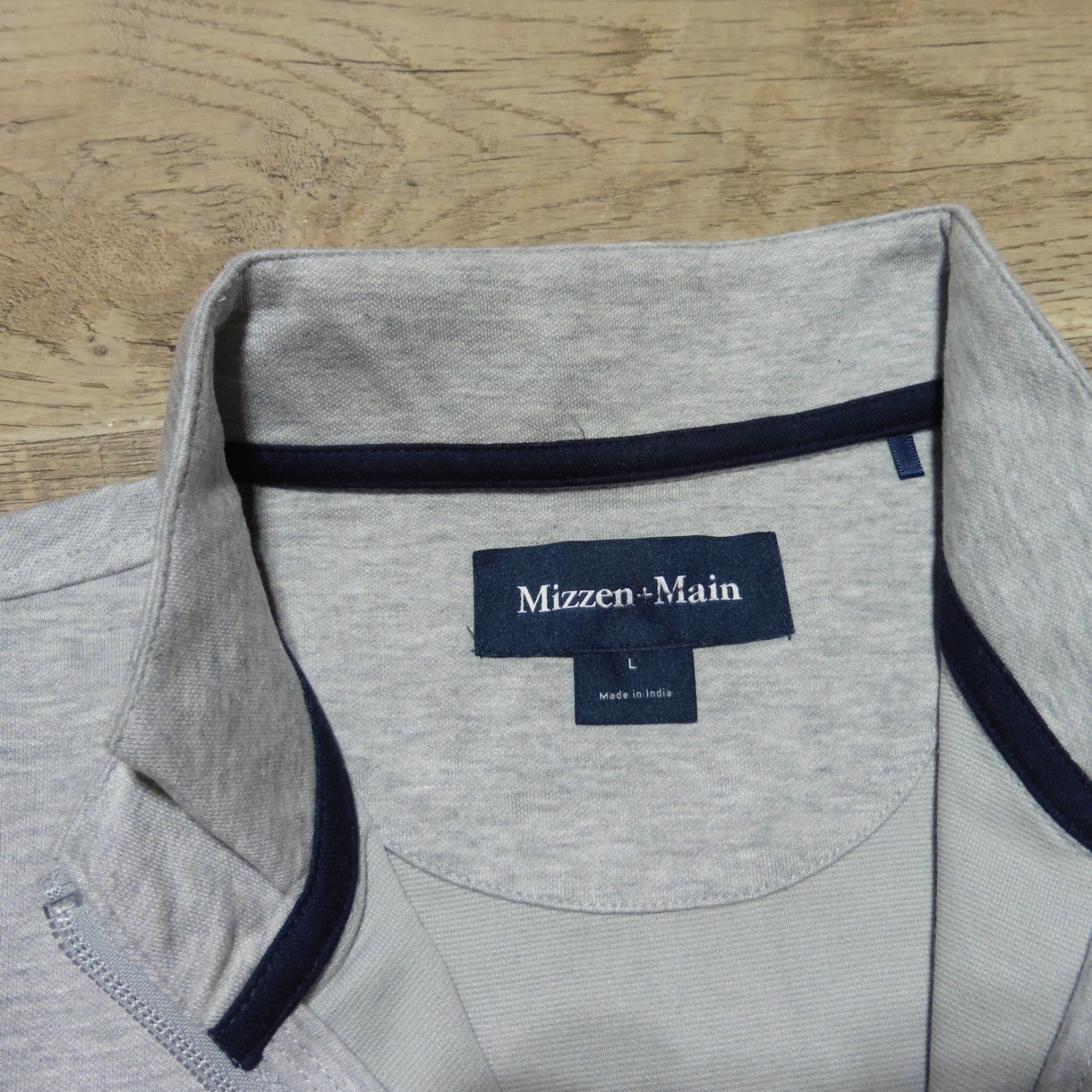 MIZZEN + MAIN Mens L LARGE PULLOVER KPI QUARTER ZIP GREY PERFORMANCE 1/4