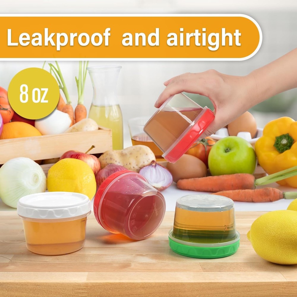 8 oz Small Freezer Containers W/ Lids Stackable Plastic Food Storage Container 1