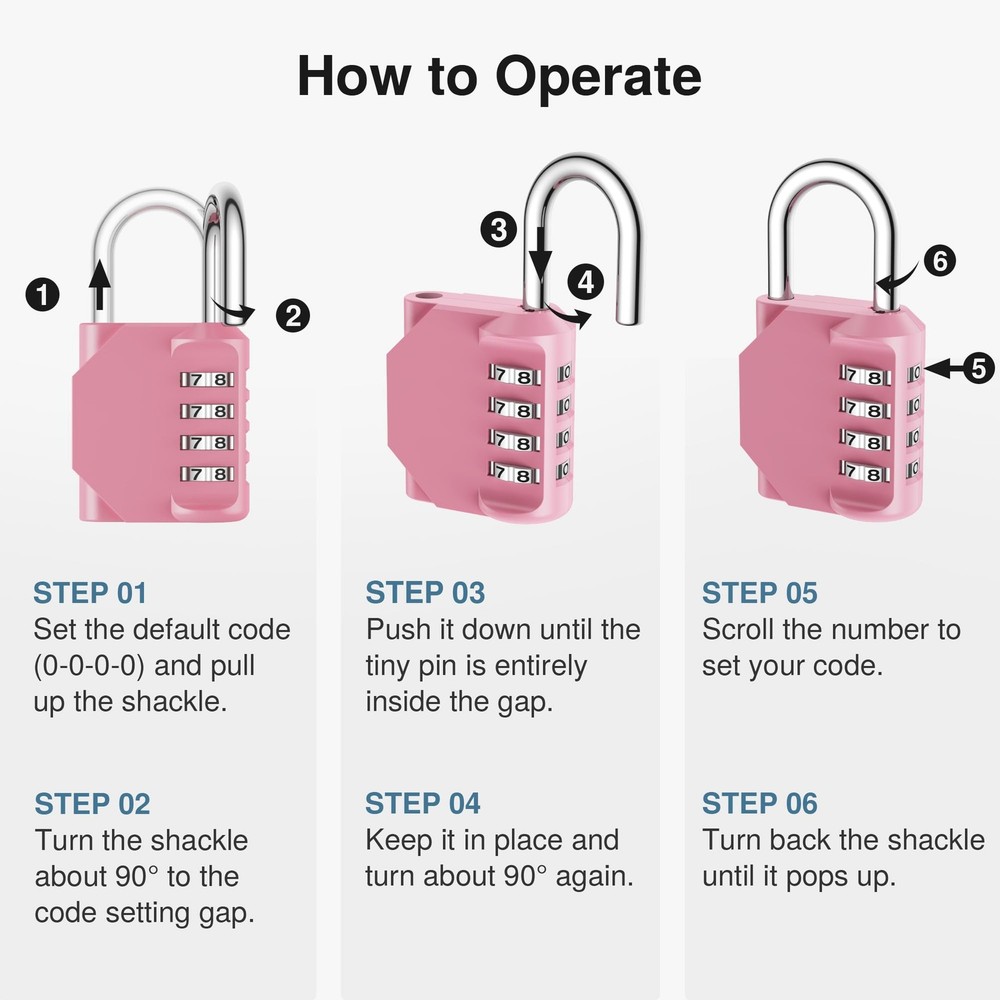 Combination Lock 4 Digit Waterproof Locker Locks Secure Outdoor Padlock for G...