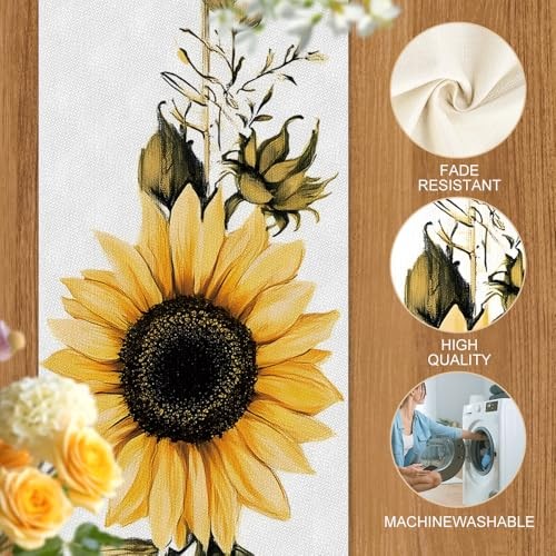 Table Runner 13 x 72 Inch for Dining Table,Fall Table Runner Sunflower