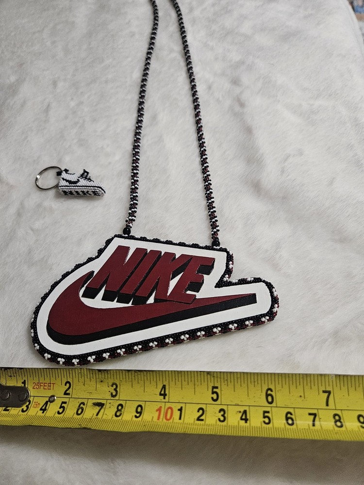 Nike handmade Beaded Logo Medallion & Sneaker Keychain Set