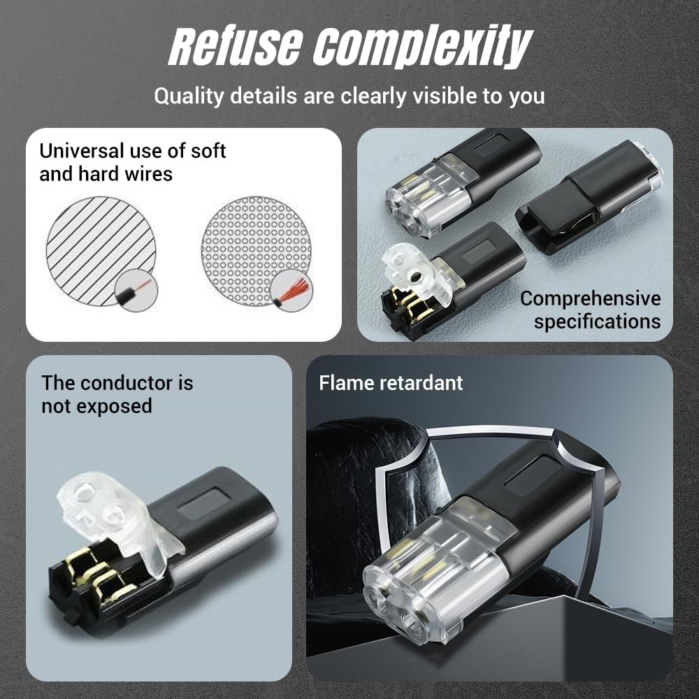 20/50pc Double-Wire Plug-in Cable Snap Connector Terminal Block / Locking Buckle