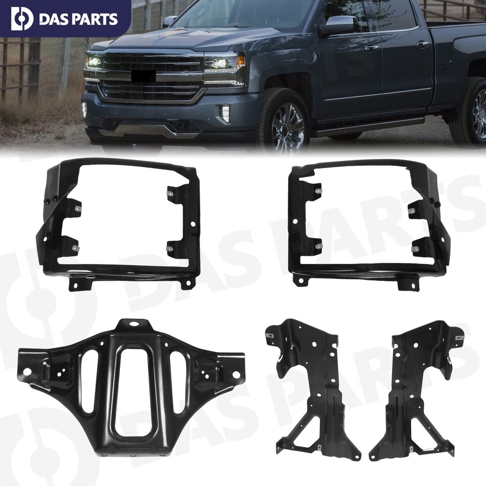 Front Bumper Support Retainer Mount Brackets For 2016-2018 Chevy Silverado 1500
