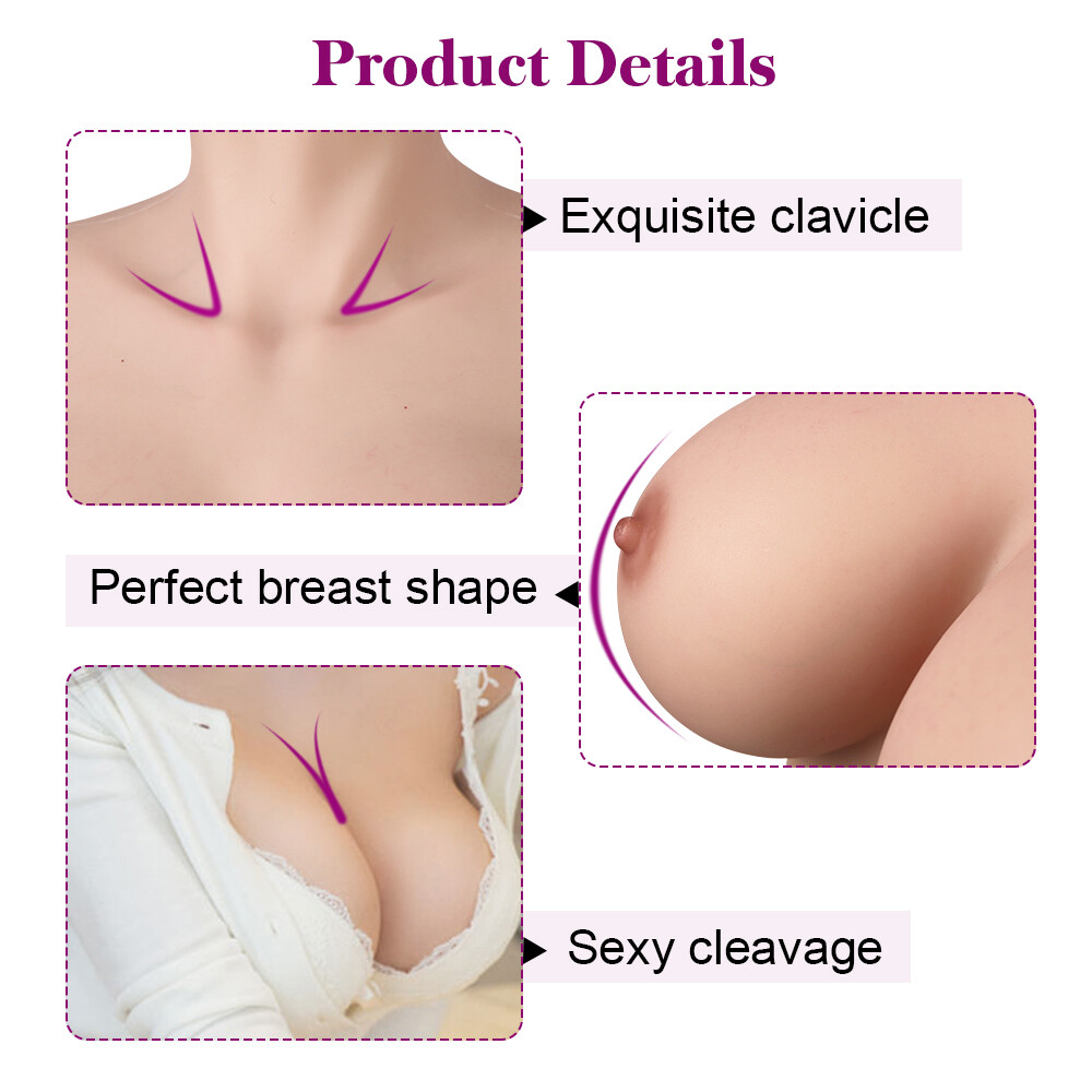 Realistic Silicone Breast Forms B-K Cup Fake Boobs Breastplate for Crossdresser
