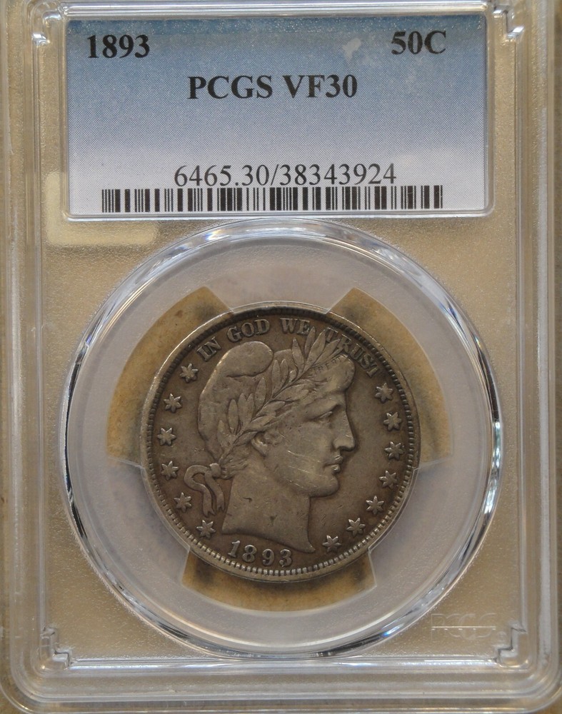 1893 Barber Half Dollar 50c PCGS Certified VF30