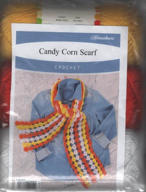 NIP!!! CROCHET KIT CANDY CORN SCARF SUPER CUTE!!!