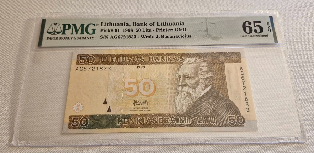 50 Litu 1998 PMG65, Lithuania