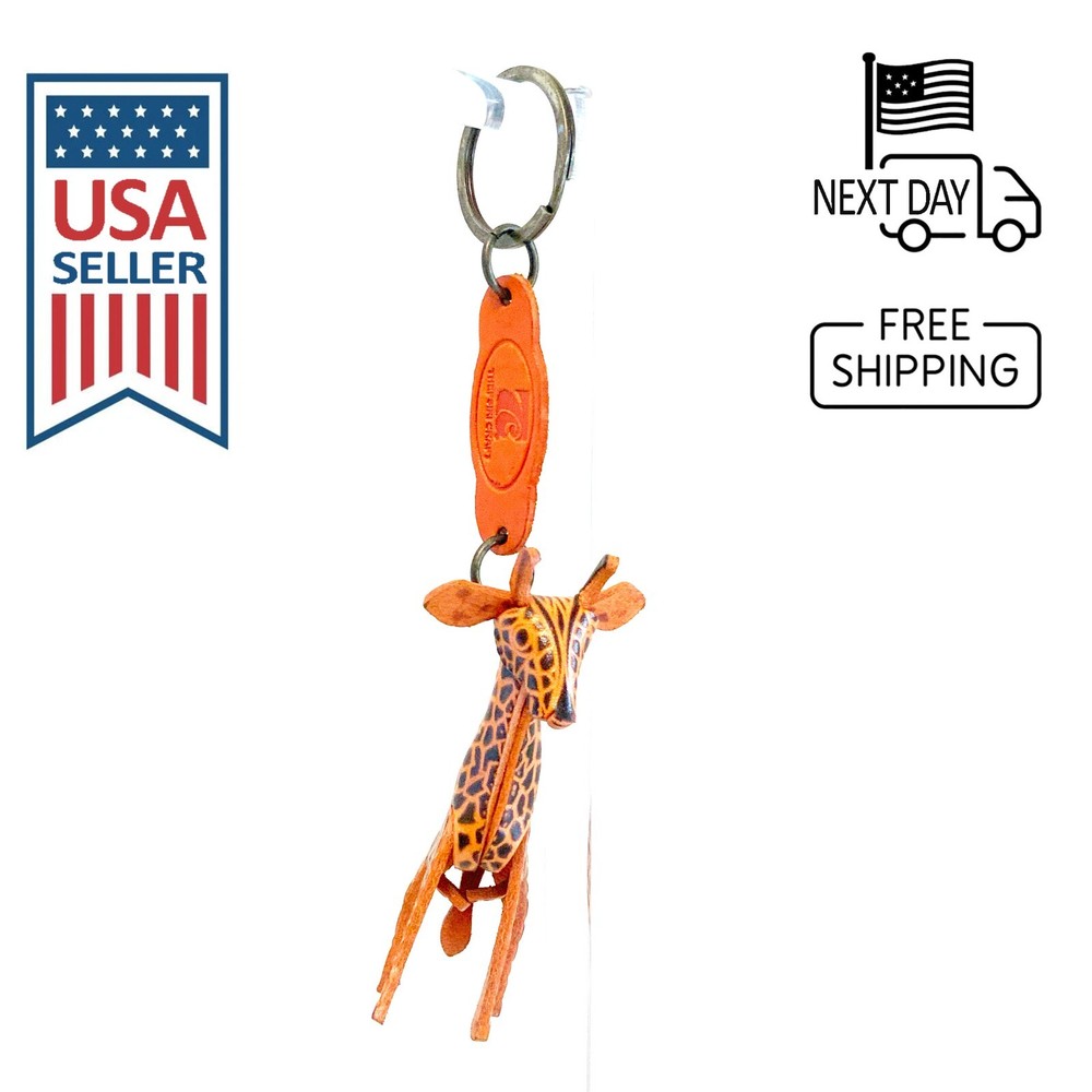 Giraffe Handmade Leather Keyring