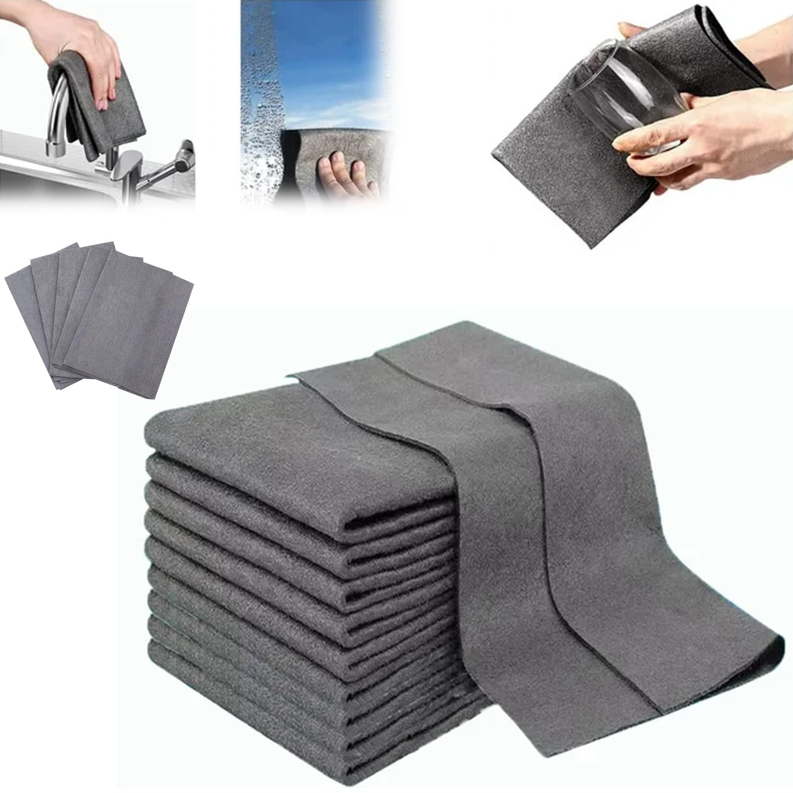 10-Count Magic Cleaning Cloth: Reusable Thickened Streak-Free Microfiber  cloths