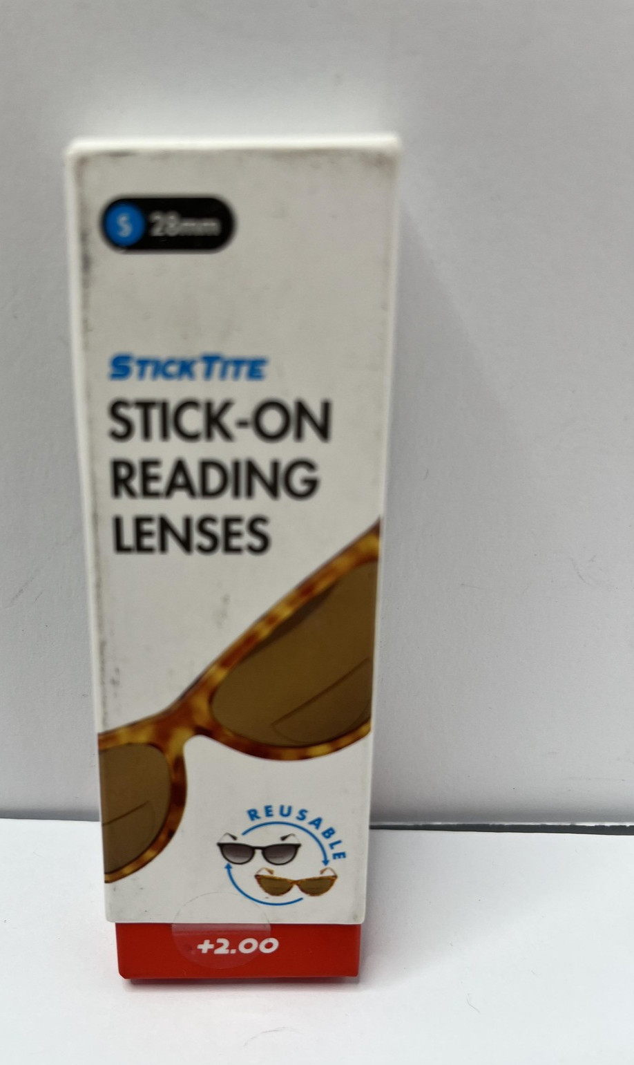 StickTite Stick-On Reading Lenses +2.00 Small 28mm Reusable Magnifier Pair