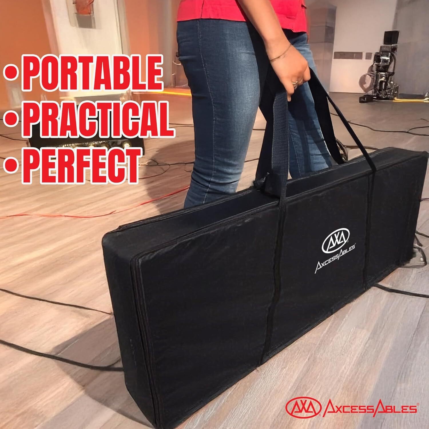 AxcessAbles Portable DJ Facade Booth Table with White Scrim & Carry Case