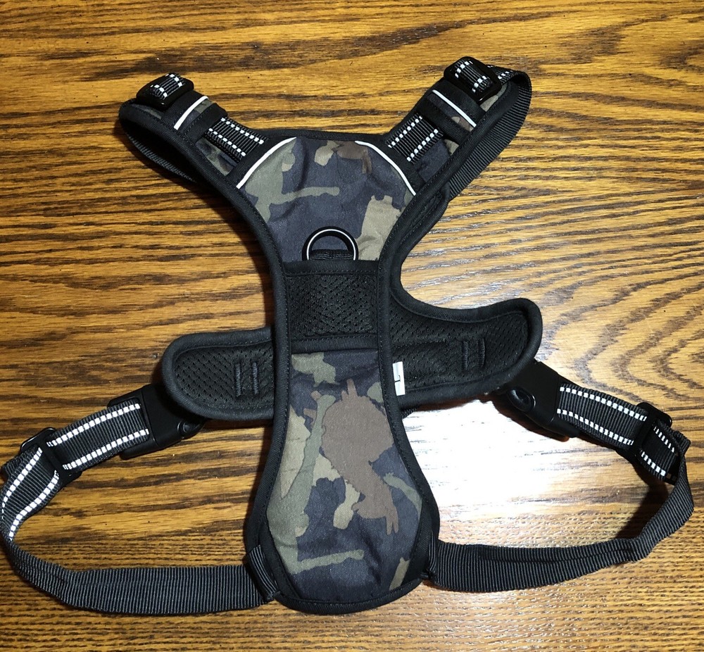 Rabbitgoo Dog Harness Black Sz L No-Pull Adjustable Easy Control Camouflage