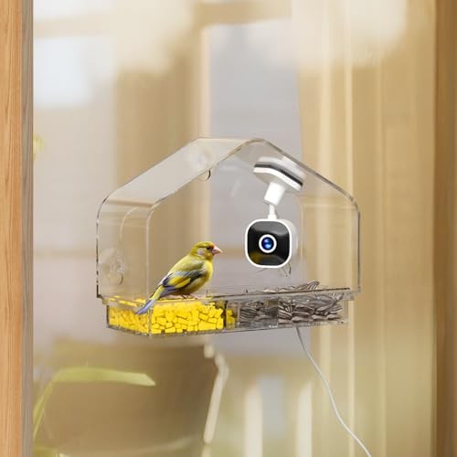 Smart Window Bird Feeder Camera with AI, Modern Design for Panoramic Clear