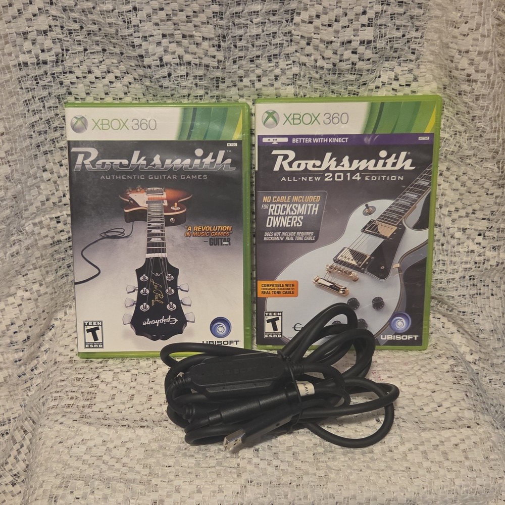 Ubisoft Rocksmith & Rocksmith 2014 Edition Xbox 360 Bundle with USB Cable *USED*