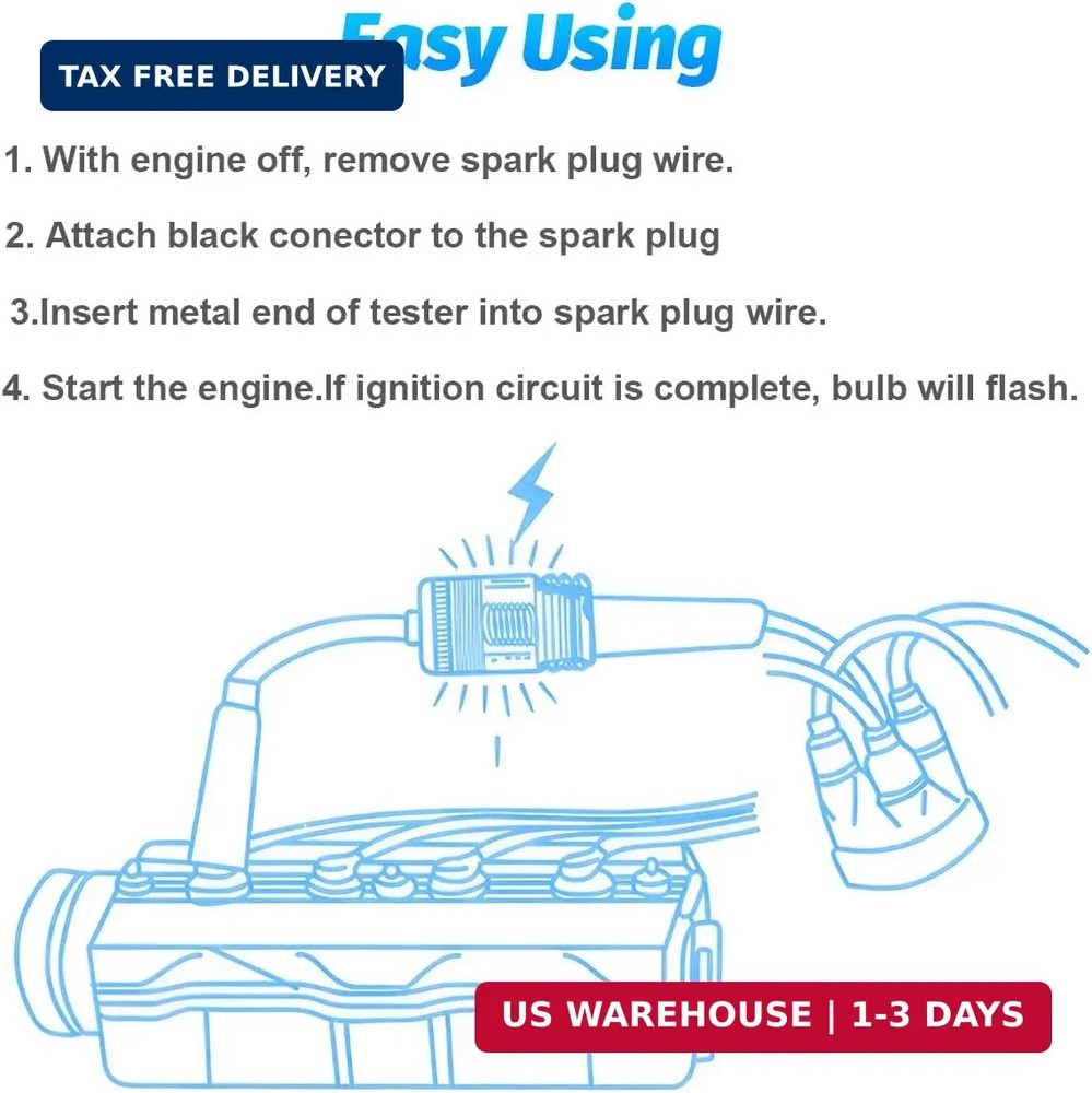 2PCS Car Inline Spark Plug Tester, Vehicles Straight Boot Engine Ignition Coil T