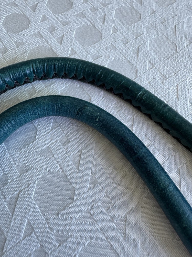 Grayson E Rolled Leather Purse Handles Small Dark Teal NEW