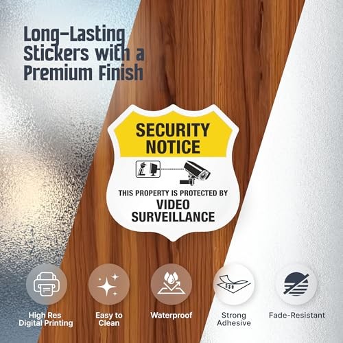 “Protected by Video Surveillance” Security Notice Decal Set | Five Pack of