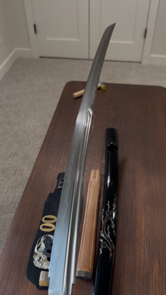 JKOO SWORD Custom made blade! Damascus folded double edge SHARP! DOUBLE HAMON!